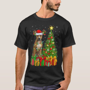 Julafton Ljus Stafford Bull Terrier Hund Christm T Shirt