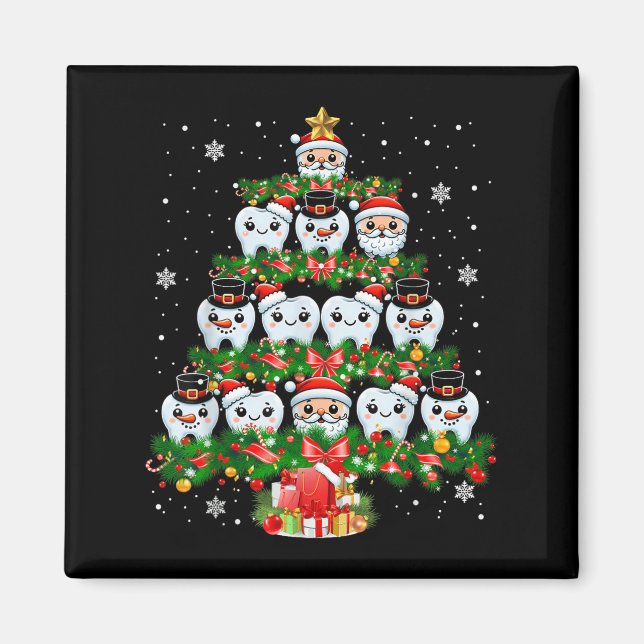 Julafton Ljus Teeth Doktor Dentist Tooth Teeth Chr Magnet (Framsidan)