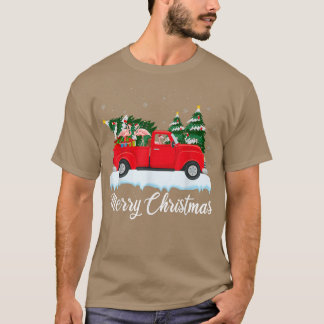 Julafton Ljus Träd Santa Flamingo Red Lastbil Merr T Shirt