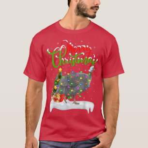 Julafton Ljus Träd Santa Guinea Fowl Bird Merry Ch T Shirt