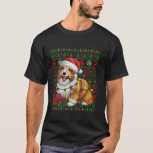 Julafton Ljus Ugly Santa Hat belgisk Sheepdog Kris T Shirt