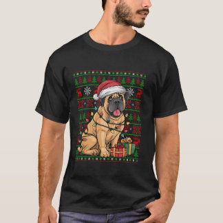 Julafton Ljus Ugly Santa Hat Spain Mastiff Hund Ch T Shirt