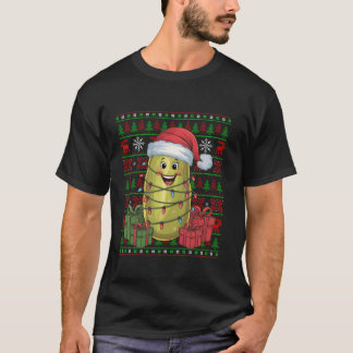 Julafton Ljus Ugly Santa Hat Vegetable Pickle Kris T Shirt