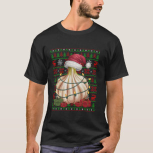 Julafton Ljus Ugly Santa Hat Vegetable Vitlic Kris T Shirt