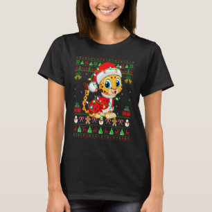 Julafton Ljus Ugly Sweater Stil Santa Cheetah Chr T Shirt