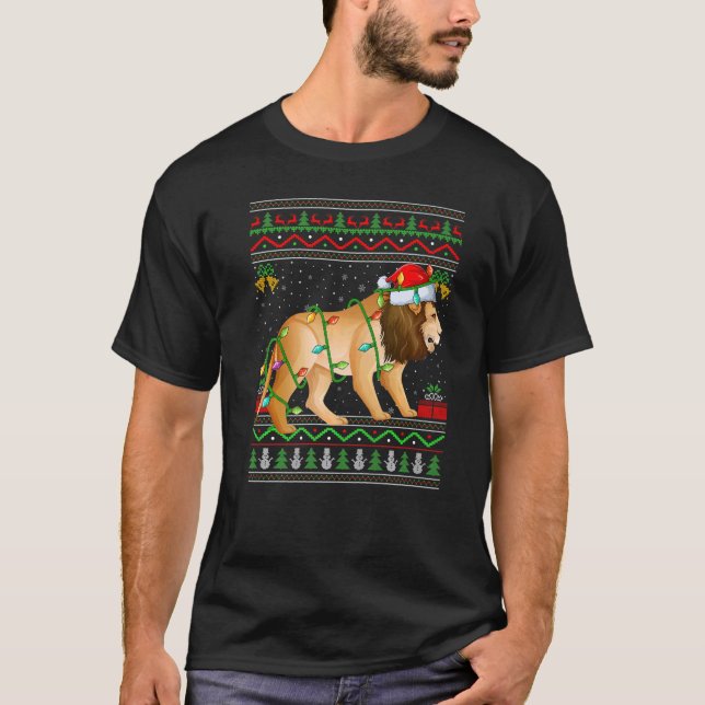 Julafton Ljus Ugly Sweater Stil Santa Mountain Lej T Shirt (Framsida)