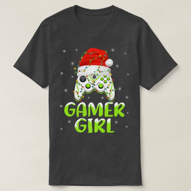 Julafton Ljus Video Game Controller Santa Gamer Gi T Shirt (Design framsida)