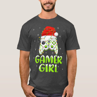 Julafton Ljus Video Game Controller Santa Gamer Gi T Shirt