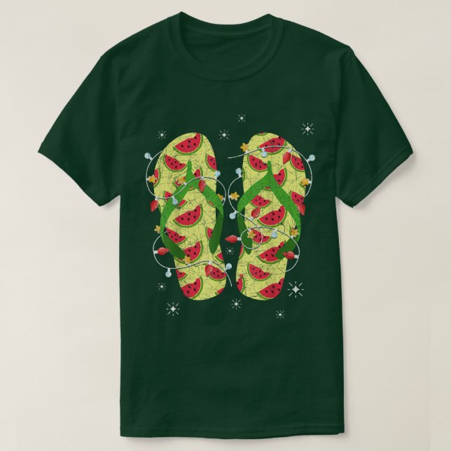 Julafton Ljus Watermelon Flinflip flops Tropical C T Shirt (Design framsida)