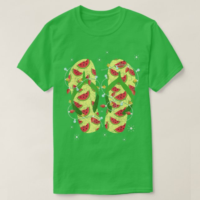 Julafton Ljus Watermelon Flinflip flops Tropical C T Shirt (Design framsida)