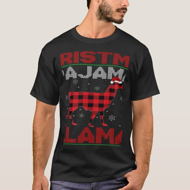 Julafton Llama Red Buffalo Play Ugly Llama jul T Shirt (Framsida)