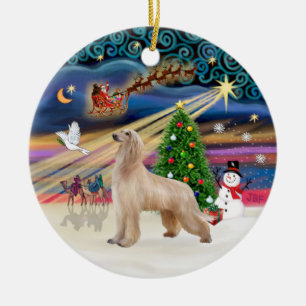 Julafton Magic - Afghan Hound (fawn) Julgransprydnad Keramik