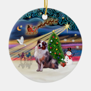 Julafton Magic - Aussie Shepherd 1 (merle) Julgransprydnad Keramik