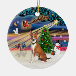 Julafton Magic - Basenji Julgransprydnad Keramik