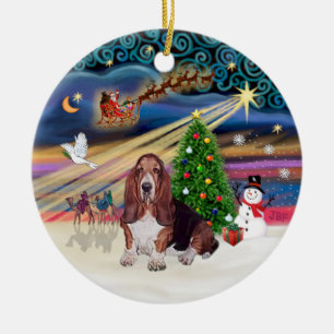 Julafton Magic - Basset Hound Julgransprydnad Keramik