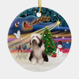 Julafton Magic - Bearded Collie (P) Julgransprydnad Keramik