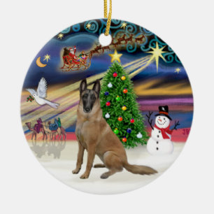 Julafton Magic belgiskt malinois 1r Julgransprydnad Keramik