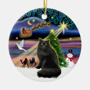 Julafton Magic - Black Persian cat Julgransprydnad Keramik