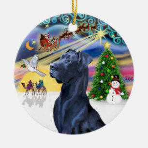 Julafton Magic* - Blue Great dane (Head) (Naturlig Julgransprydnad Keramik
