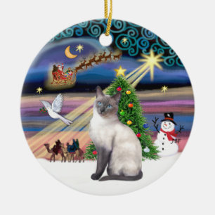 Julafton Magic - Blue Point Siamese Julgransprydnad Keramik