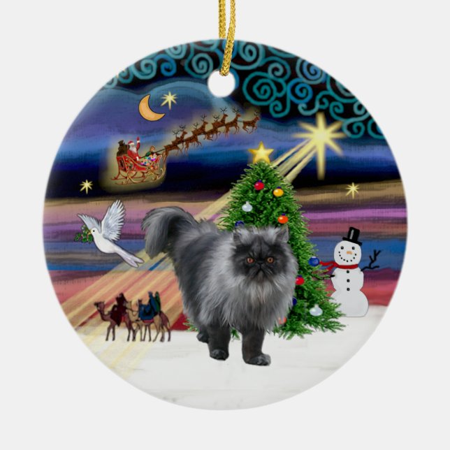 Julafton Magic - Blue Smoke Persian cat Julgransprydnad Keramik (Framsidan)