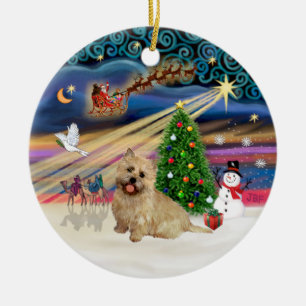 Julafton Magic - Cairn Terrier (vättad 13) Julgransprydnad Keramik