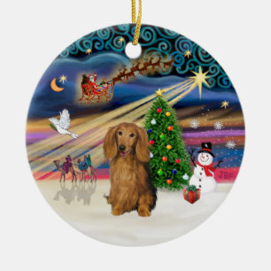 Julafton Magic - Dachshund (LG HERD Sable) Julgransprydnad Keramik