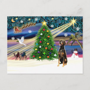 Julafton Magic-Doberman Blk-Natural Helg Vykort