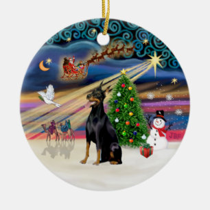 Julafton Magic - Doberman (svart) Julgransprydnad Keramik