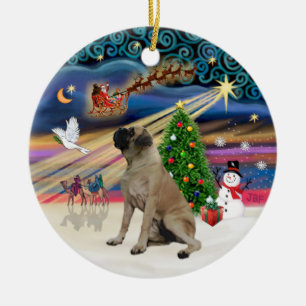 Julafton Magic - English Bull Mastiff Julgransprydnad Keramik