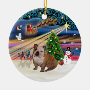 Julafton Magic - English Bulldog 1 (brun kräm) Julgransprydnad Keramik