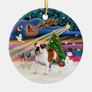 Julafton Magic - English Bulldog (brunvit 5) Julgransprydnad Keramik
