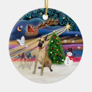 Julafton Magic - Fawn Great dane #20 (sittande) Julgransprydnad Keramik