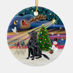 Julafton Magic - Flat Jackat Retriever Julgransprydnad Keramik