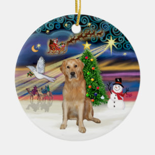 Julafton Magic - Golden Retriever (K) Julgransprydnad Keramik