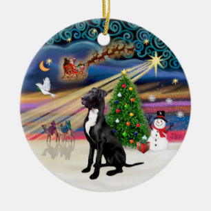 Julafton Magic - Great dane (svart naturnära) Julgransprydnad Keramik