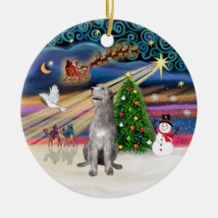 Julafton Magic - Irish Wolfhound Julgransprydnad Keramik