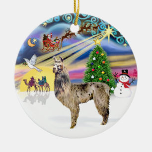 Julafton Magic - Llama 2 Julgransprydnad Keramik
