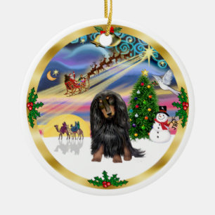 Julafton Magic - Long Hearing (BT) Dachshund Julgransprydnad Keramik