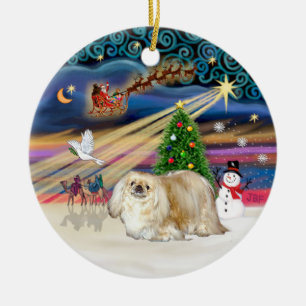 Julafton Magic - Pekingese (grädde) Julgransprydnad Keramik