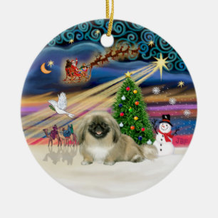 Julafton Magic - Pekingese (lättsmält) Julgransprydnad Keramik