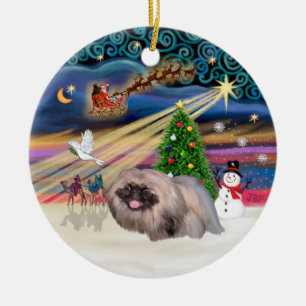 Julafton Magic - Pekingese (sable-black mask) Julgransprydnad Keramik