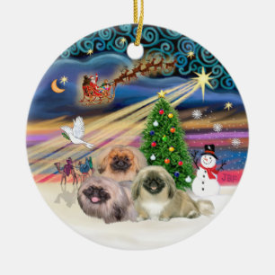 Julafton Magic - Pekingese (tre) Julgransprydnad Keramik