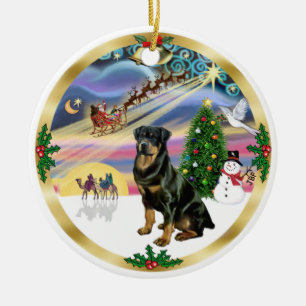 Julafton Magic - Rottweiler 3 Julgransprydnad Keramik