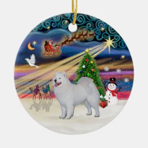 Julafton Magic - Samoyed (stand) Julgransprydnad Keramik