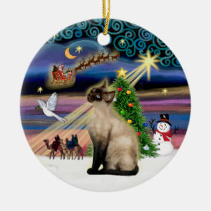 Julafton Magic - Seal Point Siamese Julgransprydnad Keramik