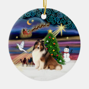 Julafton Magic - Sheltie #7 Julgransprydnad Keramik