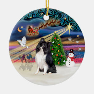 Julafton Magic - Sheltie (tvåsvart) Julgransprydnad Keramik