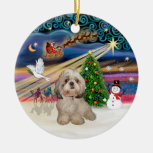 Julafton Magic - Shih Tzu (Y) Julgransprydnad Keramik