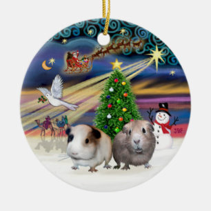 Julafton Magic - Two Guinea Grisar Julgransprydnad Keramik